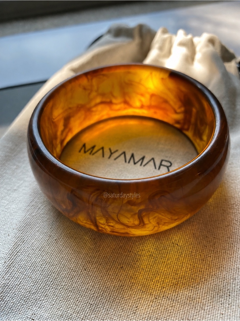 NEW Mayamar Amber Resin Bangle Bracelet Boho Layering